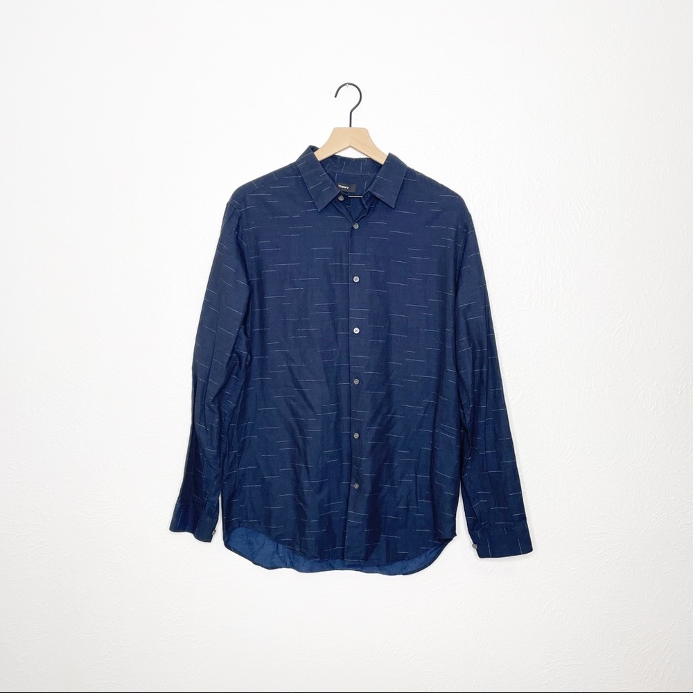 THEORY Men's Blue Button Down Shirt